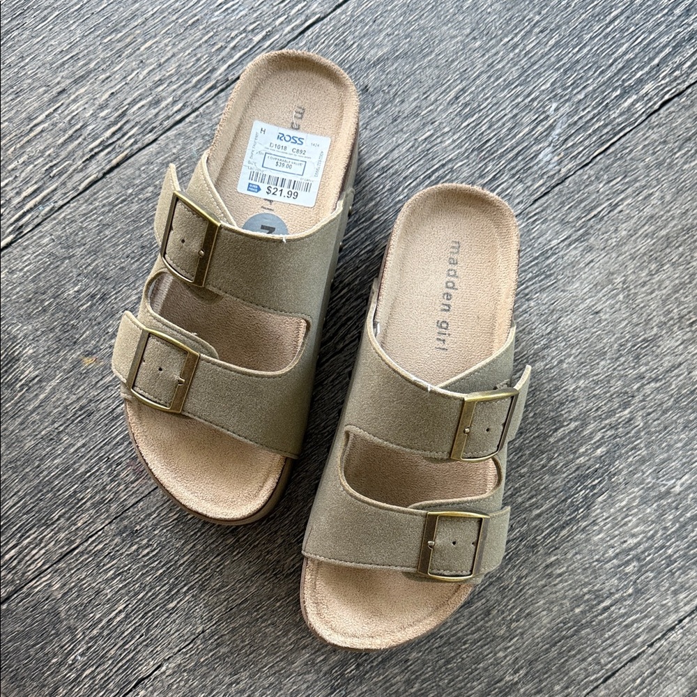 Madden Girl Beige Platform Buckle Sandals